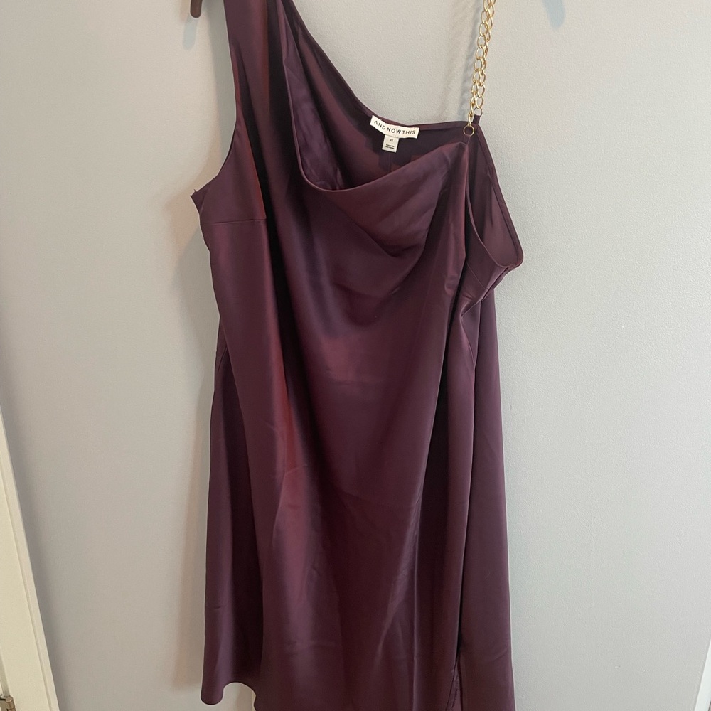 Size 2X One Shoulder Dress with Chain Strap beautiful Purple Brand New w/ Tags